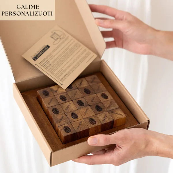 personalizuotas medinis ranku darbo stalo zaidimas 5 simboliai - Margas miskas